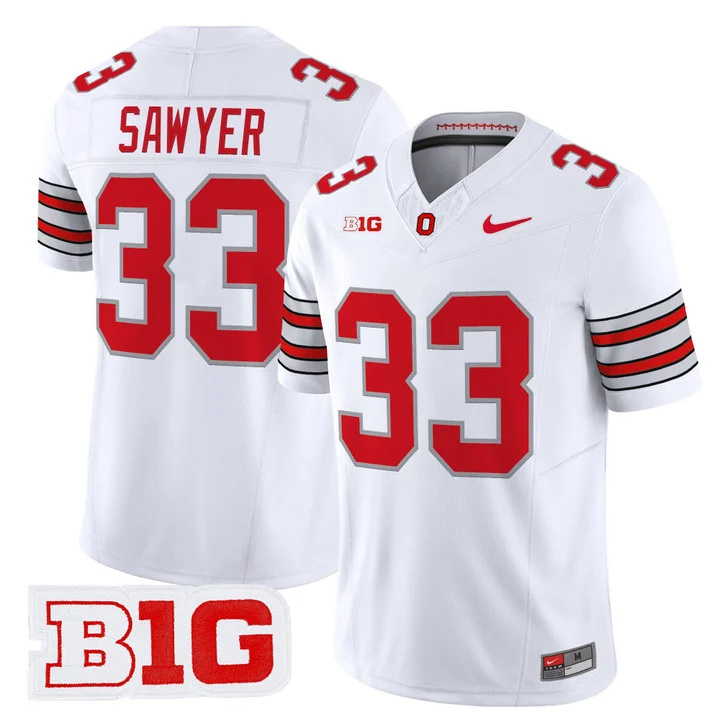 Men's Ohio State Buckeyes 2026 Tunnel Vision Vapor Limited Jersey white 33 Jack Sawyer