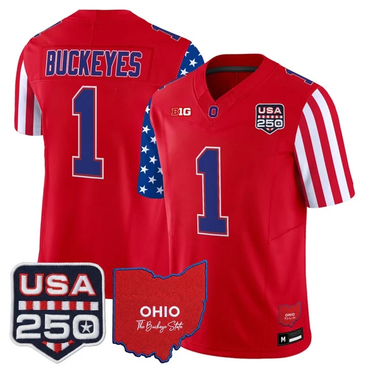 Men's Ohio State Buckeyes America 250 Edition Vapor Limited Jersey RED#1 BUCKEYES