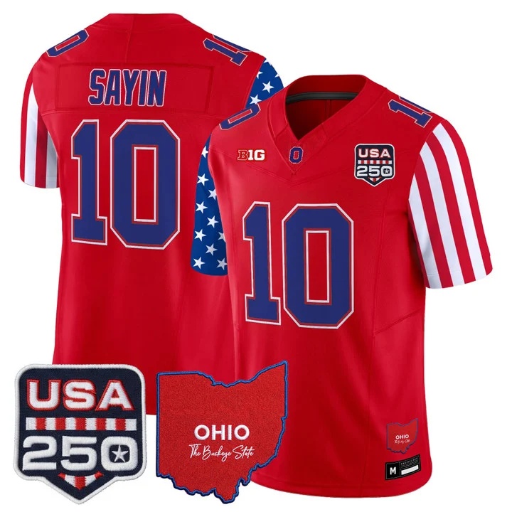 Men's Ohio State Buckeyes America 250 Edition Vapor Limited Jersey RED#10 JULIAN SAYIN