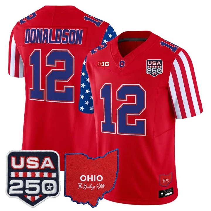Men's Ohio State Buckeyes America 250 Edition Vapor Limited Jersey RED#12 CJ DONALDSON