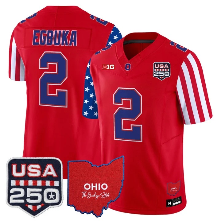 Men's Ohio State Buckeyes America 250 Edition Vapor Limited Jersey RED#2 EMEKA EGBUKA