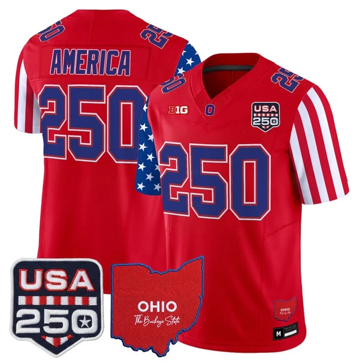 Men's Ohio State Buckeyes America 250 Edition Vapor Limited Jersey RED#250 AMERICA