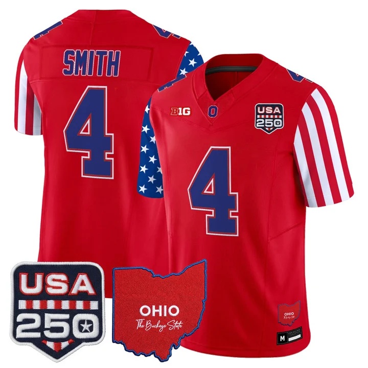 Men's Ohio State Buckeyes America 250 Edition Vapor Limited Jersey RED#4 JEREMIAH SMITH