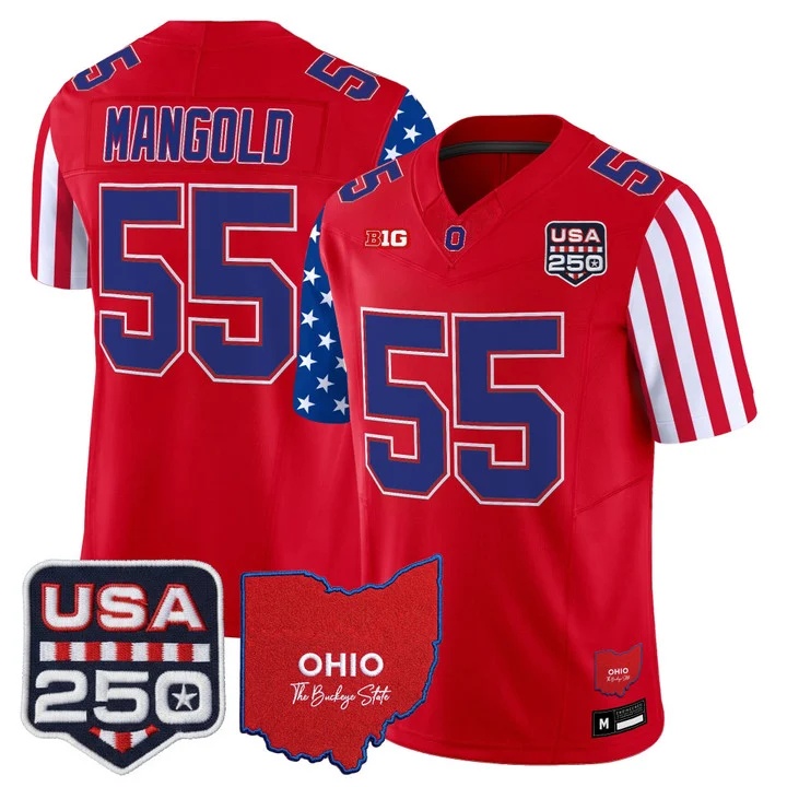 Men's Ohio State Buckeyes America 250 Edition Vapor Limited Jersey RED#55 NICK MANGOLD