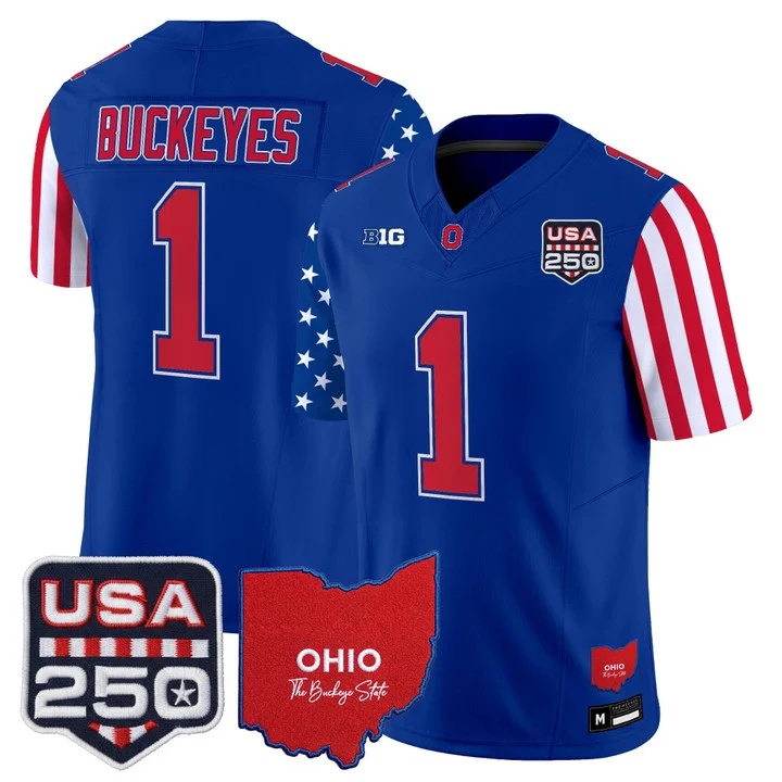 Men's Ohio State Buckeyes America 250 Edition Vapor Limited Jersey ROYAL#1 BUCKEYES