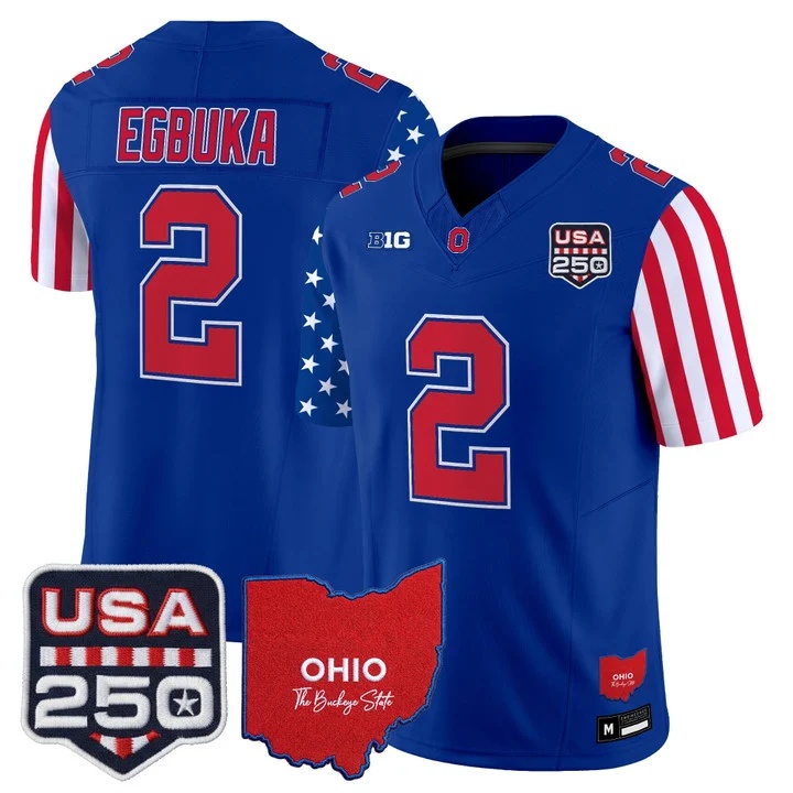 Men's Ohio State Buckeyes America 250 Edition Vapor Limited Jersey ROYAL#2 EMEKA EGBUKA