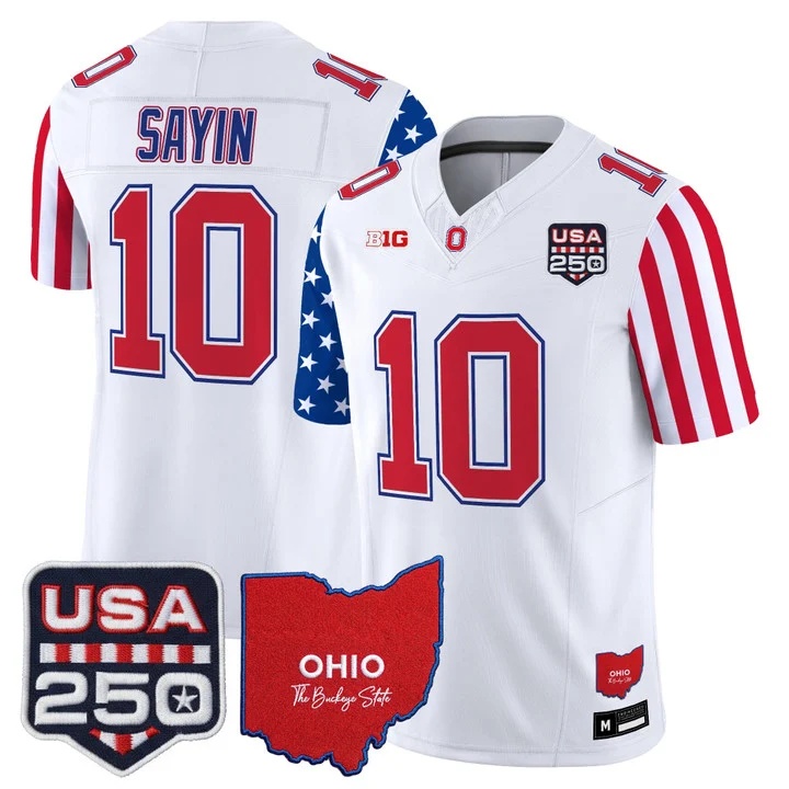 Men's Ohio State Buckeyes America 250 Edition Vapor Limited Jersey WHITE#10 JULIAN SAYIN