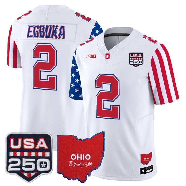 Men's Ohio State Buckeyes America 250 Edition Vapor Limited Jersey WHITE#2 EMEKA EGBUKA
