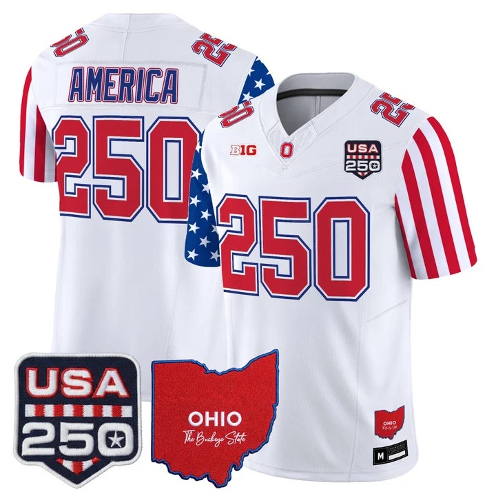 Men's Ohio State Buckeyes America 250 Edition Vapor Limited Jersey WHITE#250 AMERICA