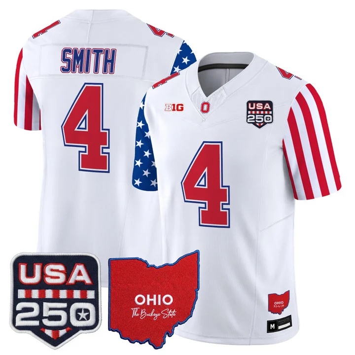 Men's Ohio State Buckeyes America 250 Edition Vapor Limited Jersey WHITE#4 JEREMIAH SMITH