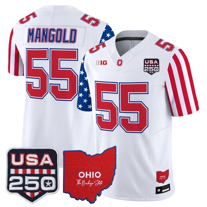 Men's Ohio State Buckeyes America 250 Edition Vapor Limited Jersey WHITE#55 NICK MANGOLD