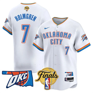Men's Oklahoma City Thunder Baseball Jersey - Final Patch - All Stitched Chet   Holmgren - 7