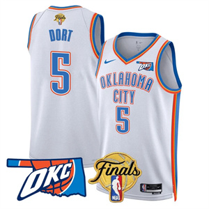 Men's Oklahoma City Thunder Jersey - Final Patch - All Stitched Luguentz Dort - 5