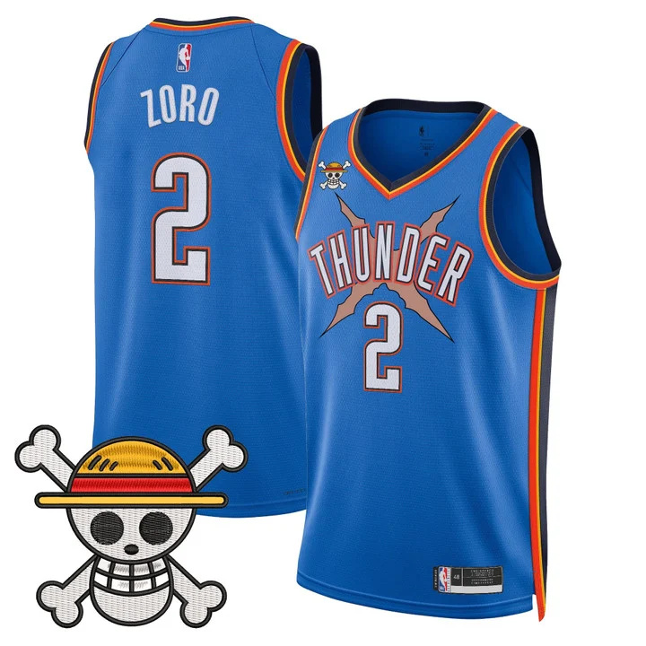 Men's Oklahoma City Thunder x One Piece Swingman Jersey 2 Zoro