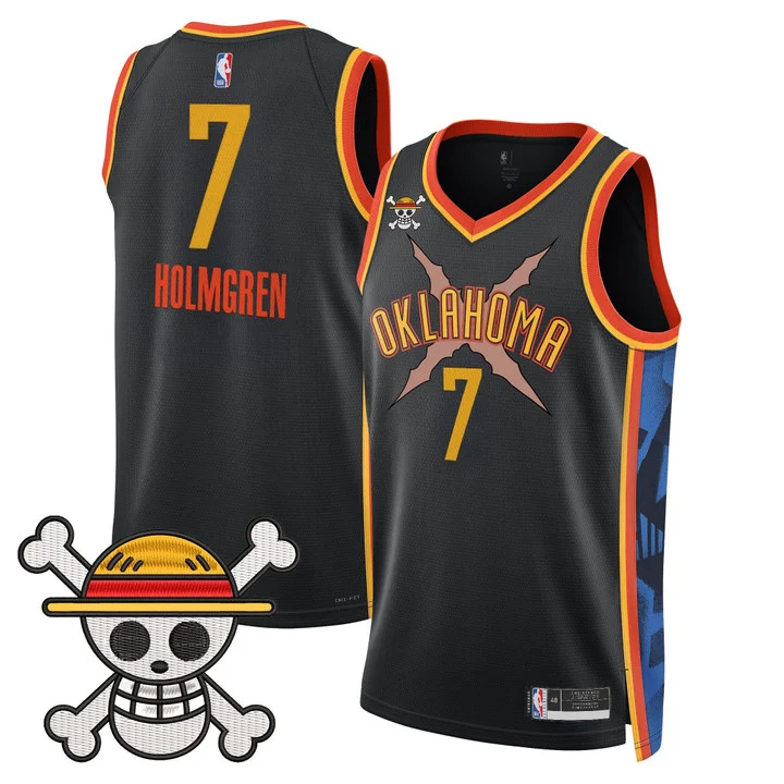 Men's Oklahoma City Thunder x One Piece Swingman Jersey black 7 Chet Holmgren
