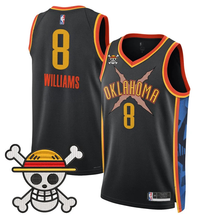Men's Oklahoma City Thunder x One Piece Swingman Jersey black 8 Jalen Williams