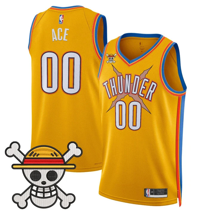 Men's Oklahoma City Thunder x One Piece Swingman Jersey gold 00 Ace