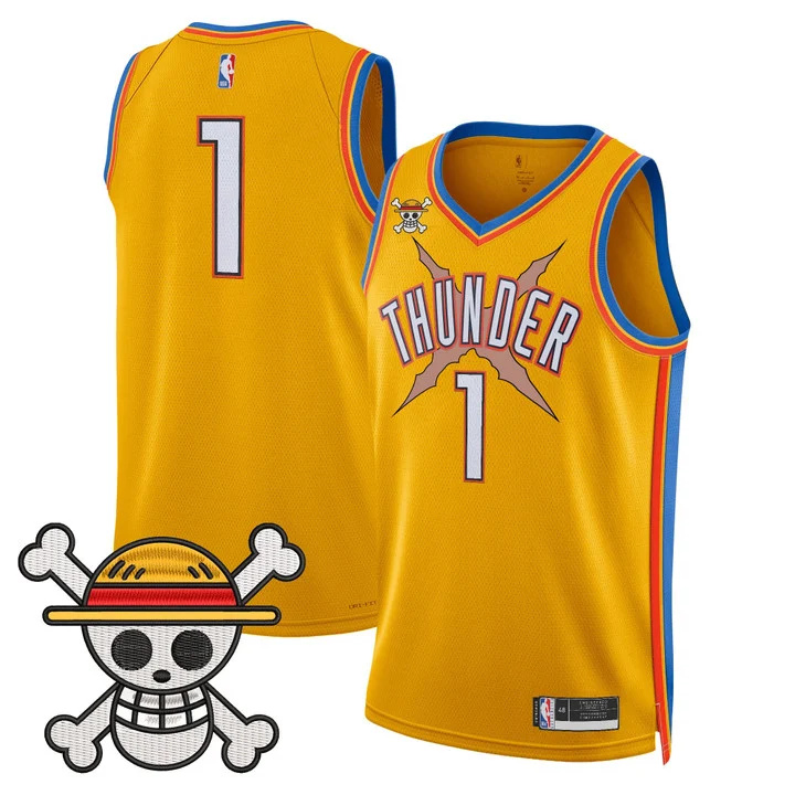 Men's Oklahoma City Thunder x One Piece Swingman Jersey gold 1