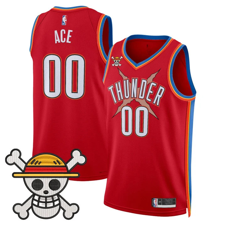 Men's Oklahoma City Thunder x One Piece Swingman Jersey red 00 Ace