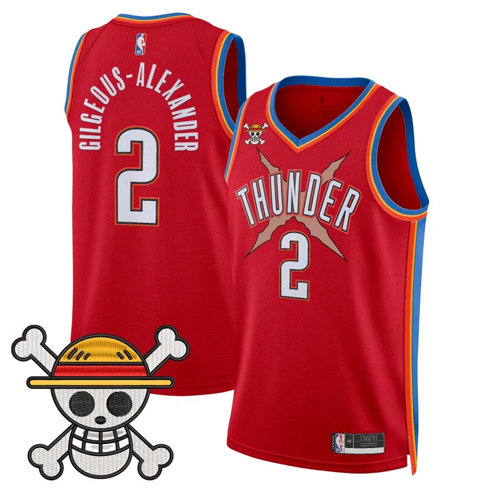 Men's Oklahoma City Thunder x One Piece Swingman Jersey red 2 Gilgeous-Alexander