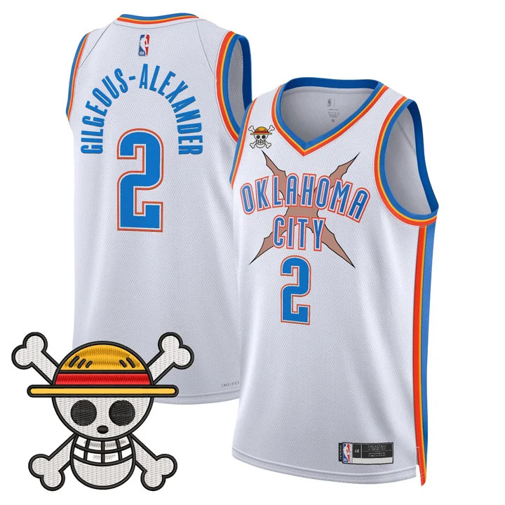 Men's Oklahoma City Thunder x One Piece Swingman Jersey white 2 Gilgeous-Alexander