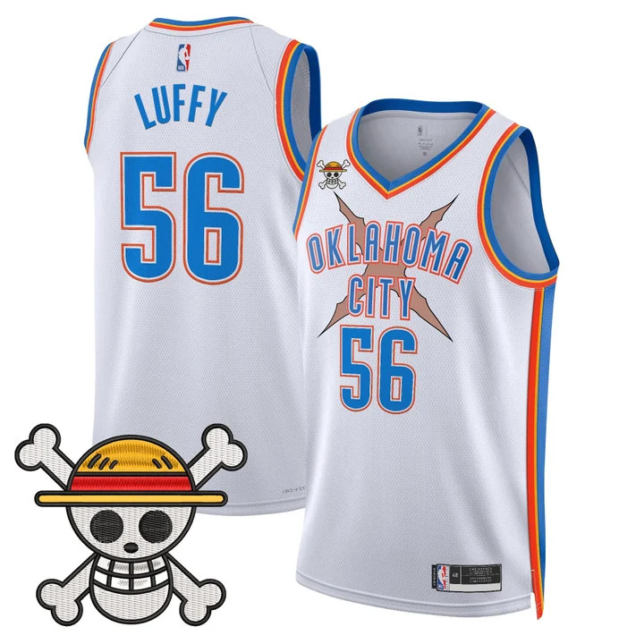 Men's Oklahoma City Thunder x One Piece Swingman Jersey white 56 Luffy