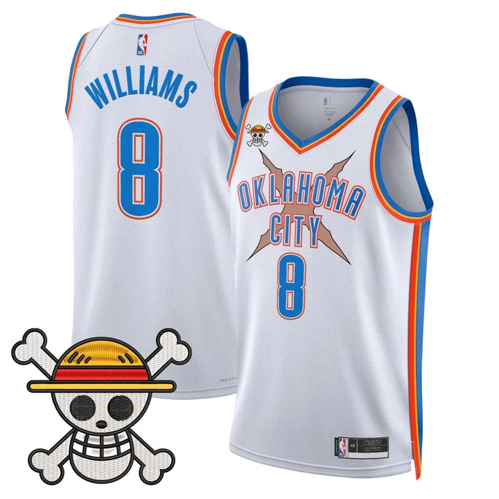 Men's Oklahoma City Thunder x One Piece Swingman Jersey white 8 Jalen Williams