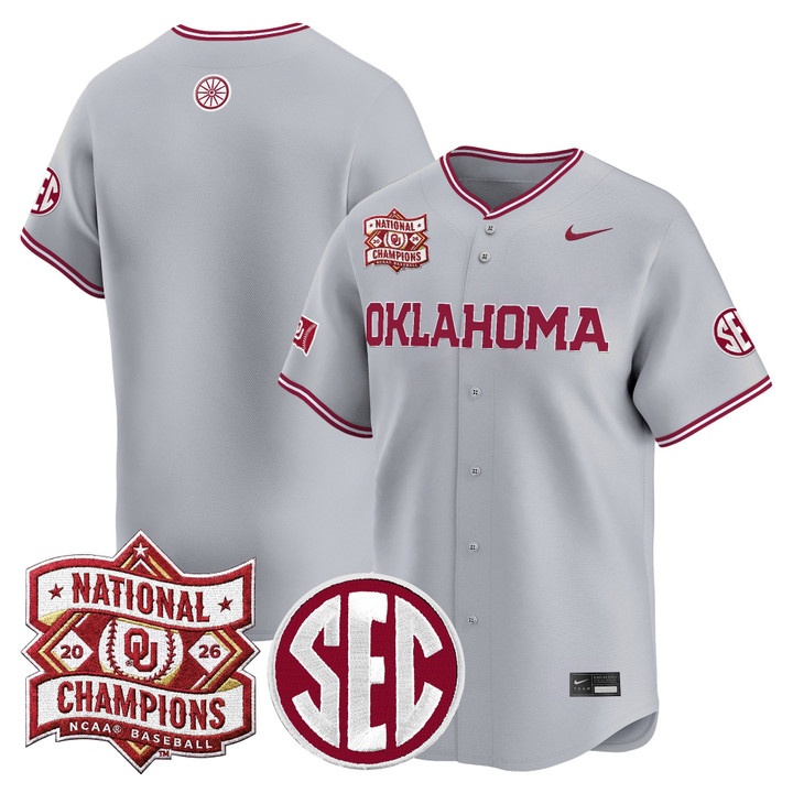 Men's Oklahoma Sooners 2026 National Champions Patch Vapor Premier Limited Jersey GRAY2 BLANK
