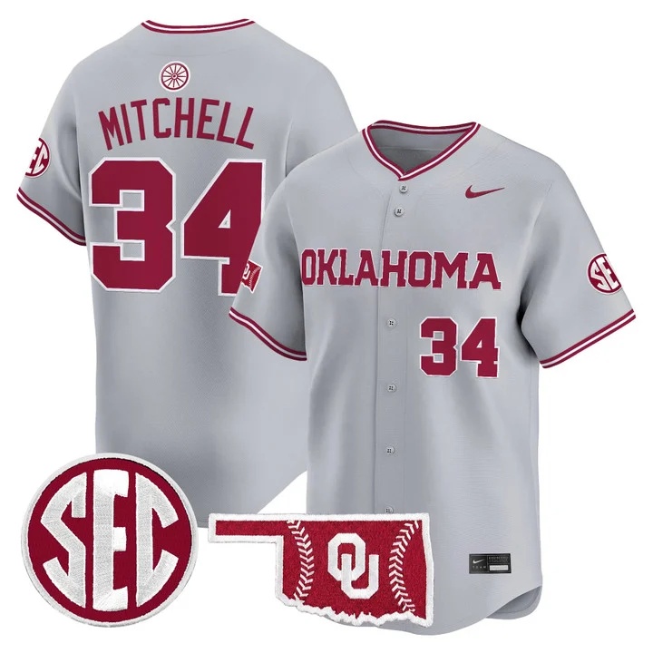 Men's Oklahoma Sooners 2026 Vapor Premier Limited Jersey GRAY #34 DALE MITCHELL