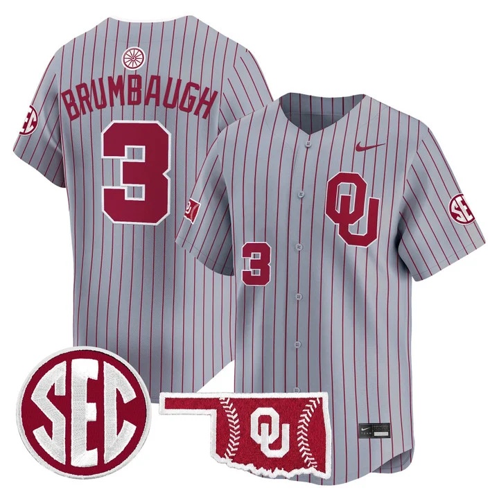 Men's Oklahoma Sooners 2026 Vapor Premier Limited Jersey GRAY2 #3 CAYDEN BRUMBAUGH