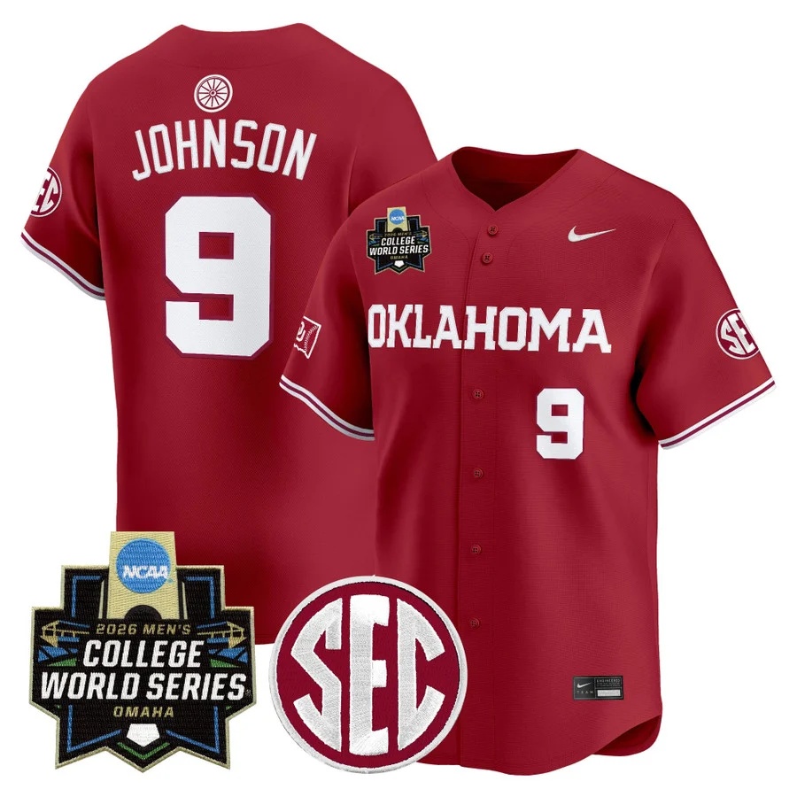 Men's Oklahoma Sooners 2026 World Series Vapor Premier Limited Jersey #9 CAMDEN JOHNSON