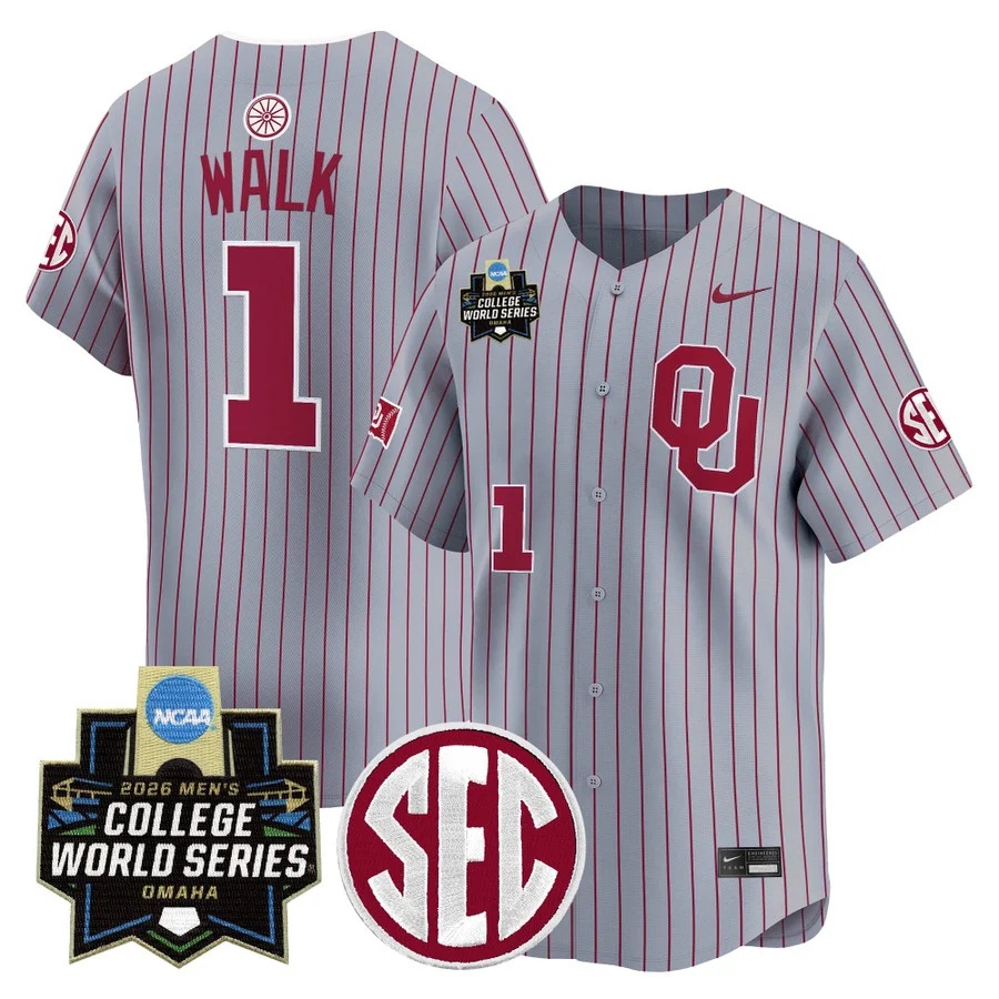 Men's Oklahoma Sooners 2026 World Series Vapor Premier Limited Jersey GRAY2 #1 JASON WALK