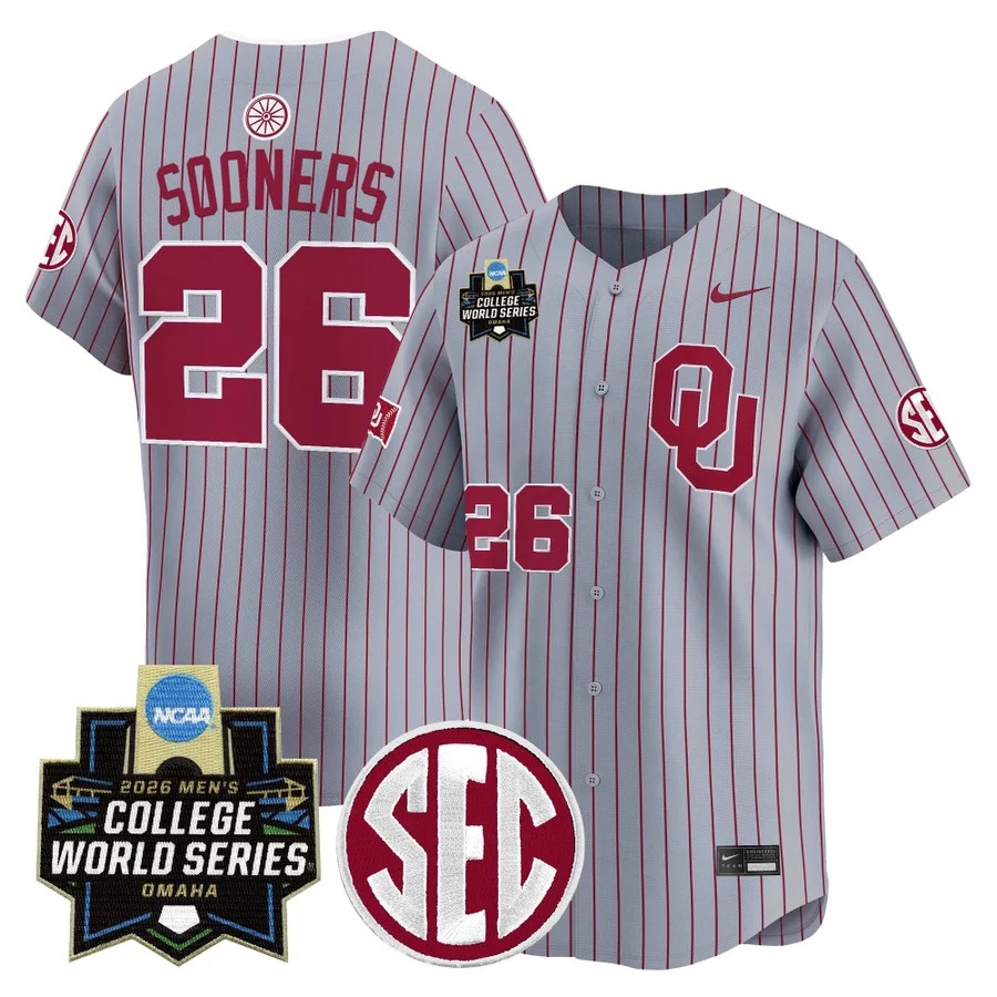 Men's Oklahoma Sooners 2026 World Series Vapor Premier Limited Jersey GRAY2 #26 SOONERS