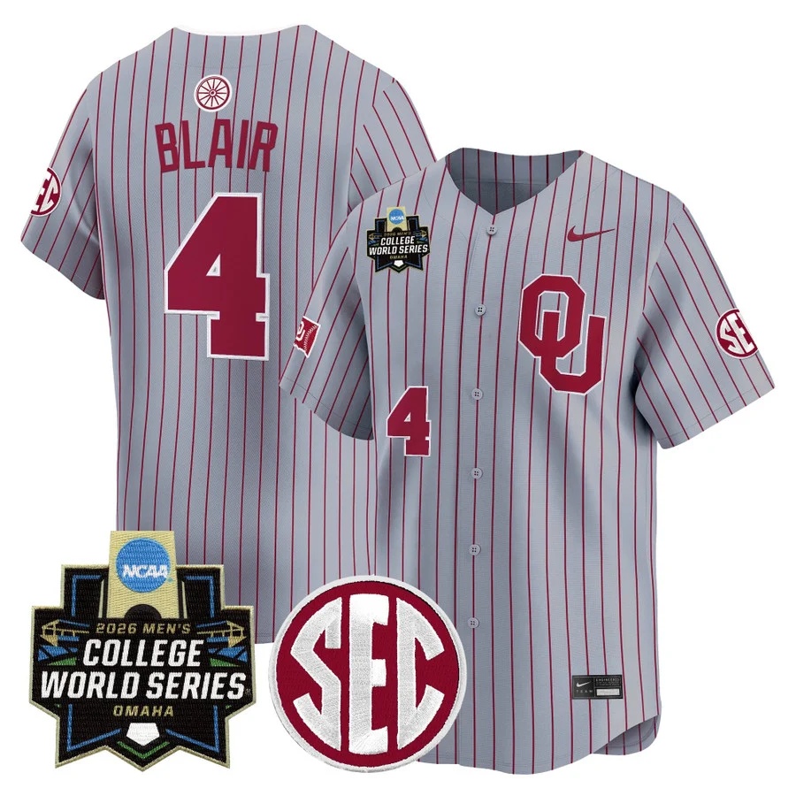 Men's Oklahoma Sooners 2026 World Series Vapor Premier Limited Jersey GRAY2 #4 ALEC BLAIR
