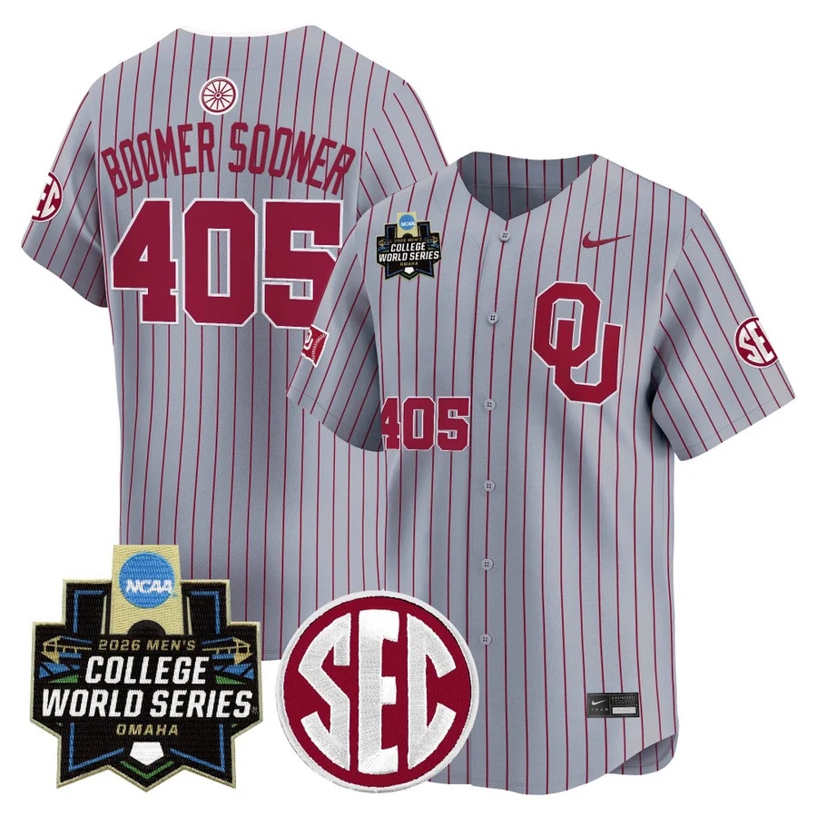 Men's Oklahoma Sooners 2026 World Series Vapor Premier Limited Jersey GRAY2 #405 BOOMER SOONER