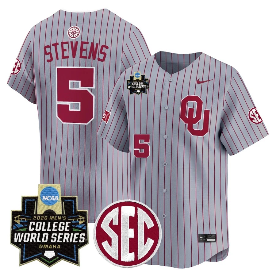 Men's Oklahoma Sooners 2026 World Series Vapor Premier Limited Jersey GRAY2 #5 NOLAN STEVENS