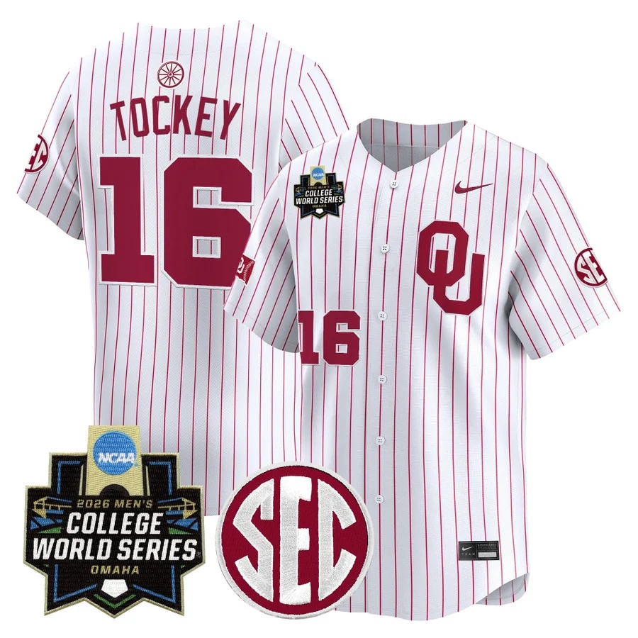 Men's Oklahoma Sooners 2026 World Series Vapor Premier Limited Jersey WHITE #16 DAYTON TOCKEY