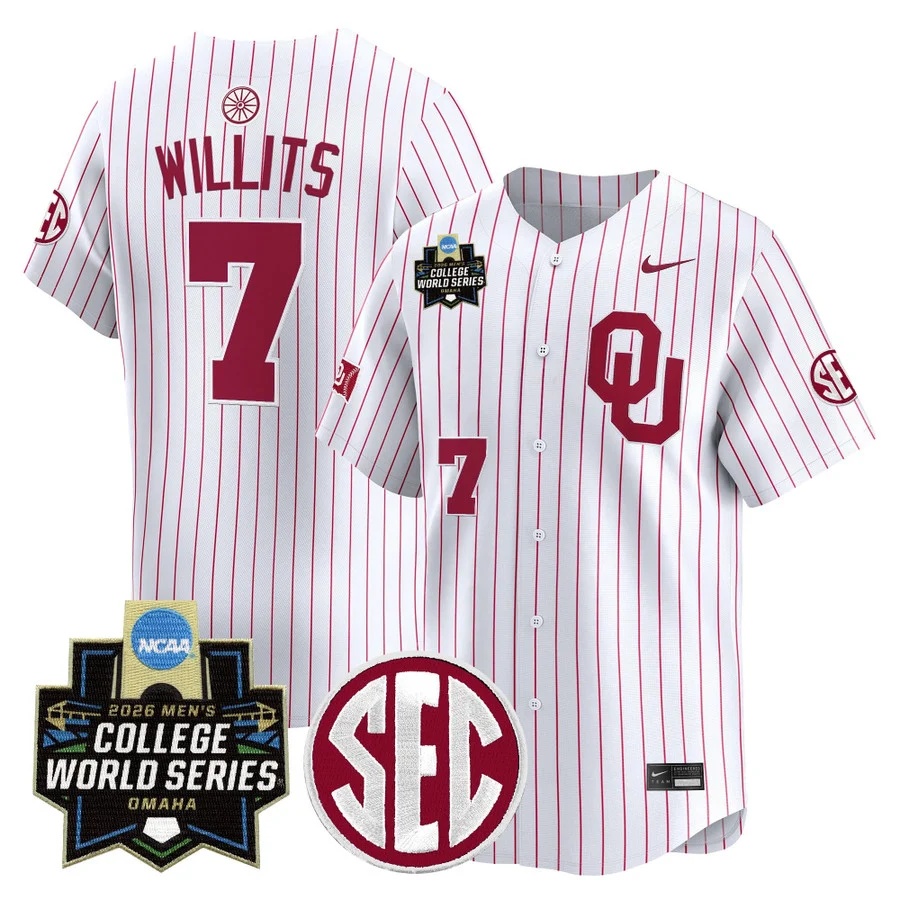 Men's Oklahoma Sooners 2026 World Series Vapor Premier Limited Jersey WHITE #7 JAXON WILLITS