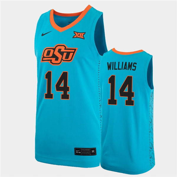 Men's Oklahoma State Cowboys #14 Bryce Williams Nike Turquoise Alternate College Basketball Jersey