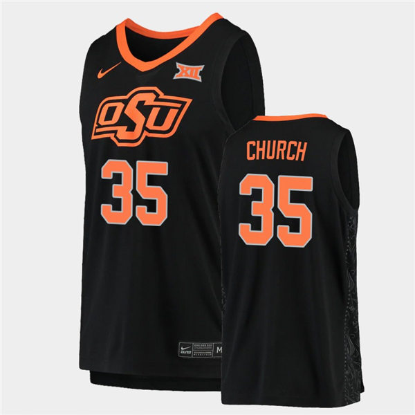 Men's Oklahoma State Cowboys #35 Weston Church Nike Black College Basketball Game Jersey