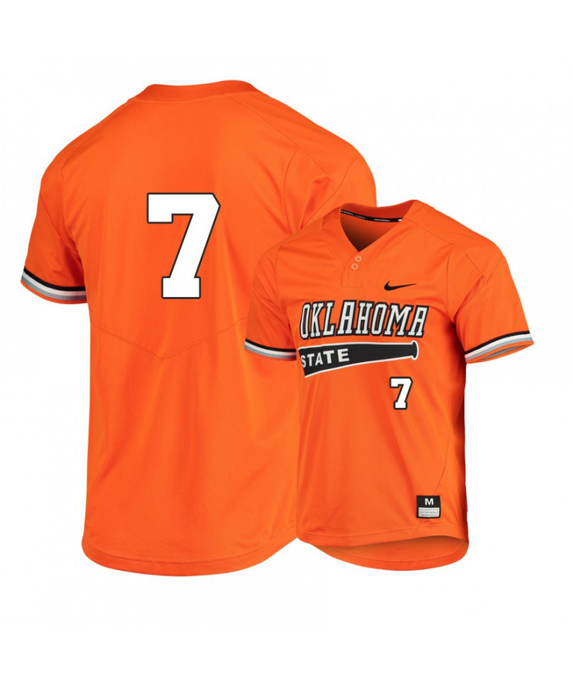 Men's Oklahoma State Cowboys #7 Max Hewitt Nike Orange Pullover Baseball Jersey 