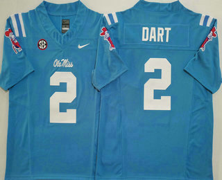 Men's Ole Miss Rebels #2 Jaxson Dart Light Blue 2025 FUSE College Football Jersey