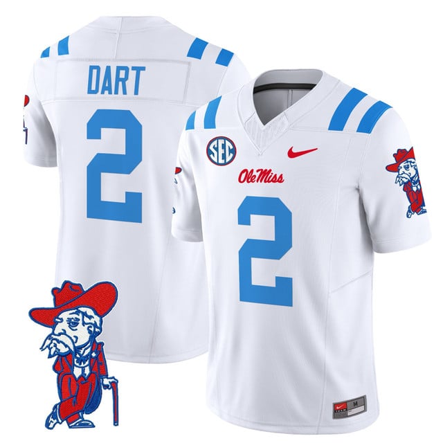 Men's Ole Miss Rebels 2025 Vapor Limited Jersey V2 #2 Jaxson Dart