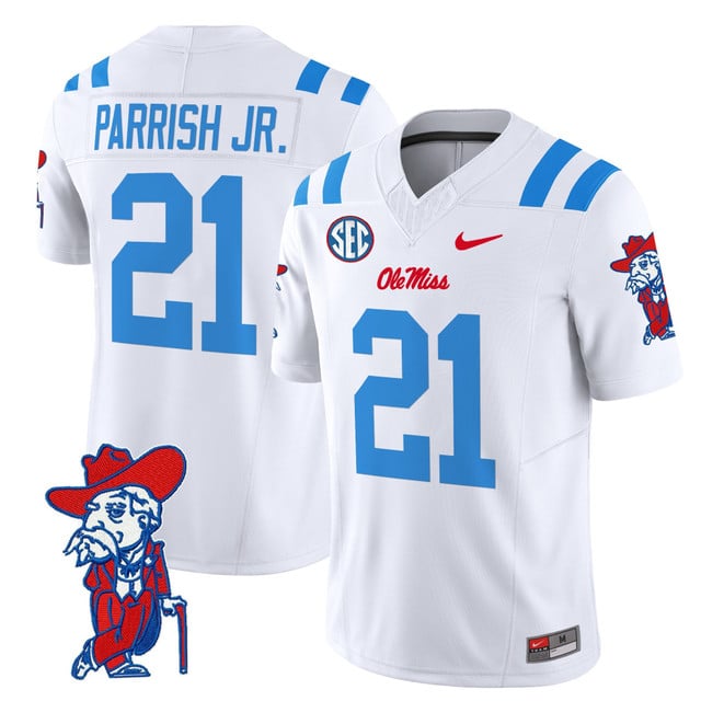 Men's Ole Miss Rebels 2025 Vapor Limited Jersey V2 #21 Henry Parrish jr.