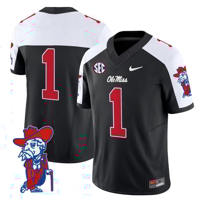 Men's Ole Miss Rebels 2025 Vapor Limited Jersey V2 black white #1
