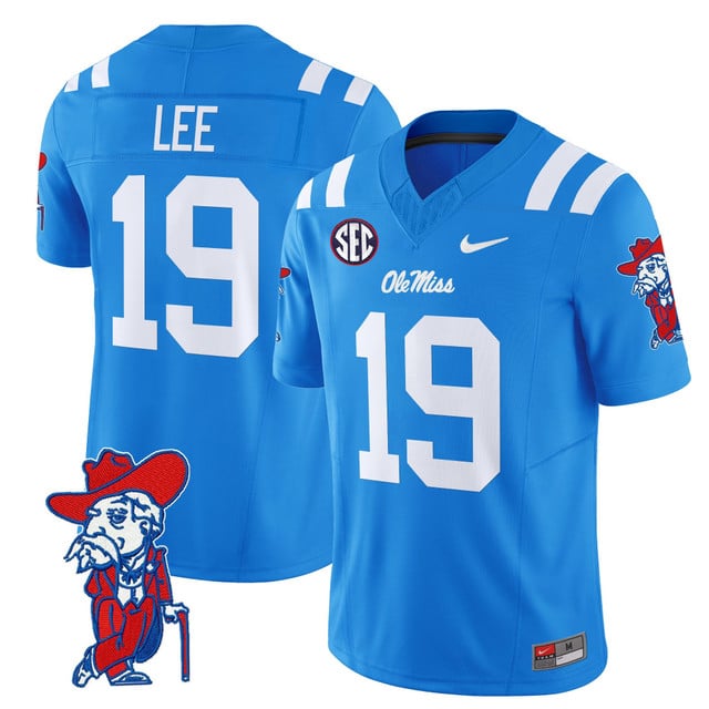 Men's Ole Miss Rebels 2025 Vapor Limited Jersey V2 blue #19 Cayden Lee