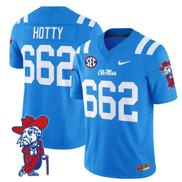 Men's Ole Miss Rebels 2025 Vapor Limited Jersey V2 blue #662 Hotty