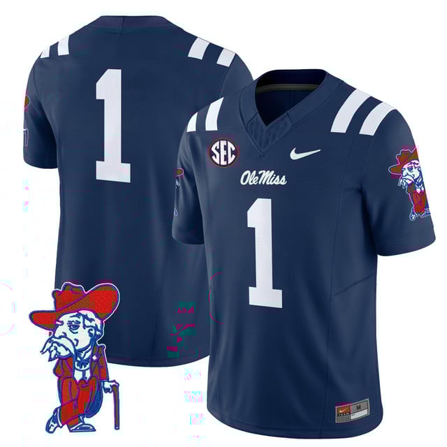Men's Ole Miss Rebels 2025 Vapor Limited Jersey V2 navy #1