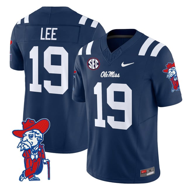 Men's Ole Miss Rebels 2025 Vapor Limited Jersey V2 navy #19 Cayden Lee