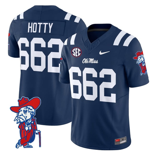Men's Ole Miss Rebels 2025 Vapor Limited Jersey V2 navy #662 Hotty